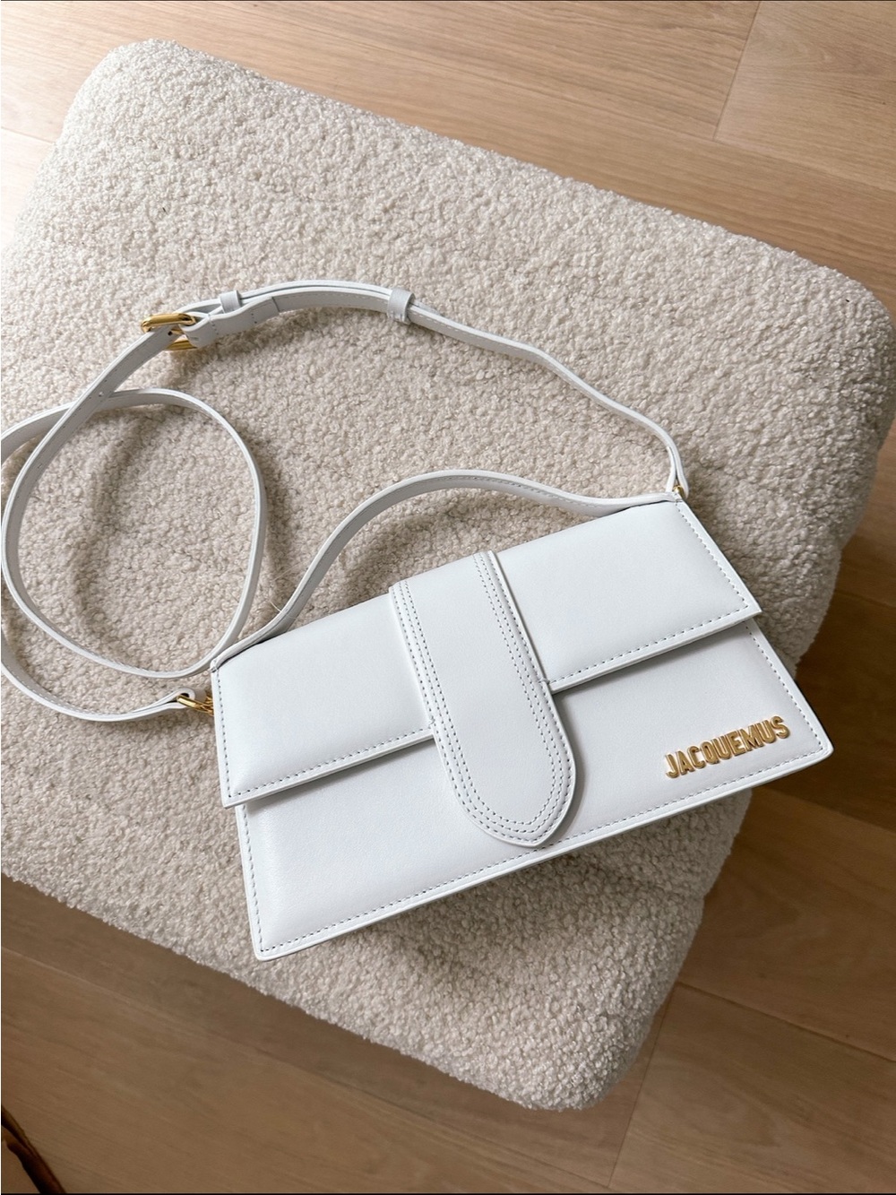 Jacquemus White Grand Bambino Leather Shoulder Bag